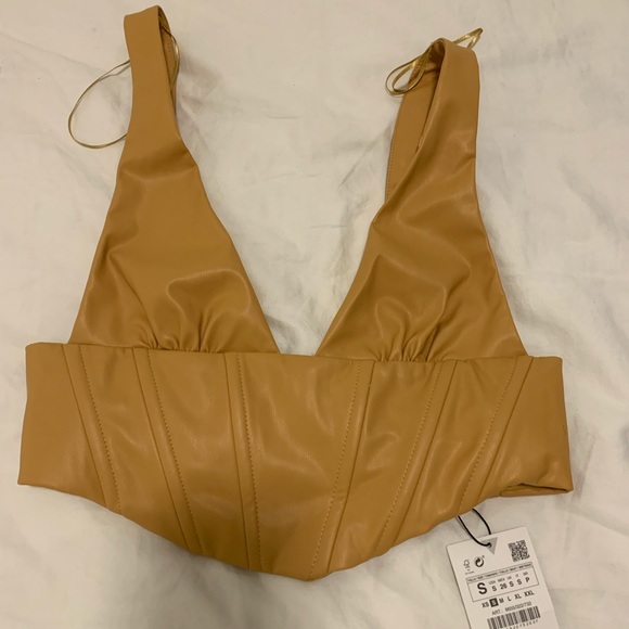 Zara - Faux Leather Crop Top - Size Small - Picture 1 of 2